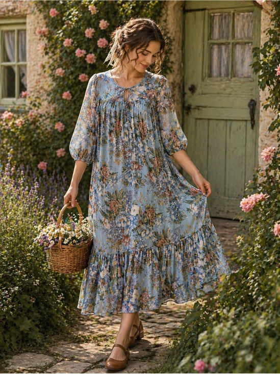 Wendy Lane Dresses & Skirts - Romantic cottagecore dream in this Vintage Wendy Lane Montreal floral dress 🌿